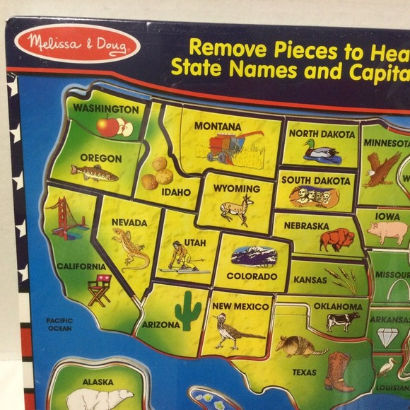 Melissa & Doug U.S.A. Sound Puzzle Wooden State Names & Capital New Sealed - Picture 4 of 10